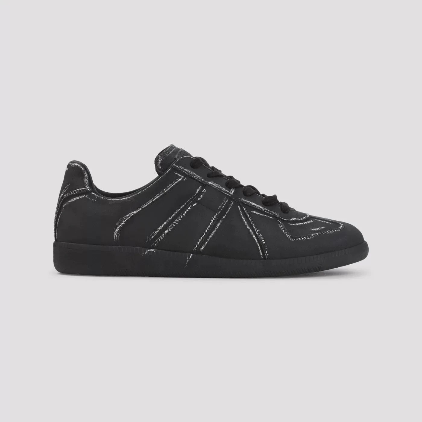 MAISON MARGIELA Men's Replica Leather Sneakers in Black