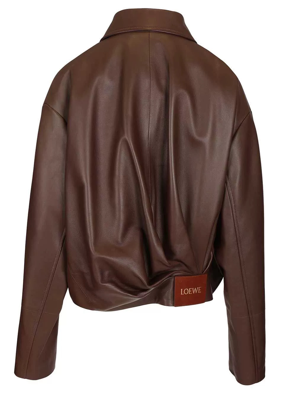 Loewe Women's Leather Jacket in Dark Brown