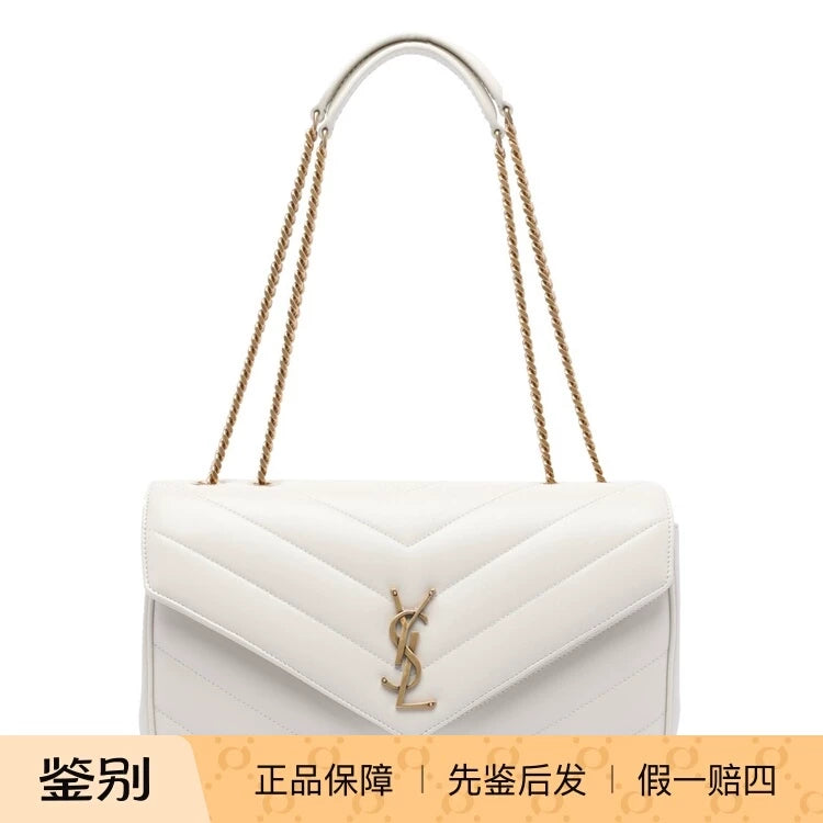 Saint Laurent YSL Loulou Medium Bag in White