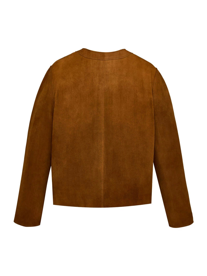 Saint Laurent Women's YSL Leather Jacket in Brown