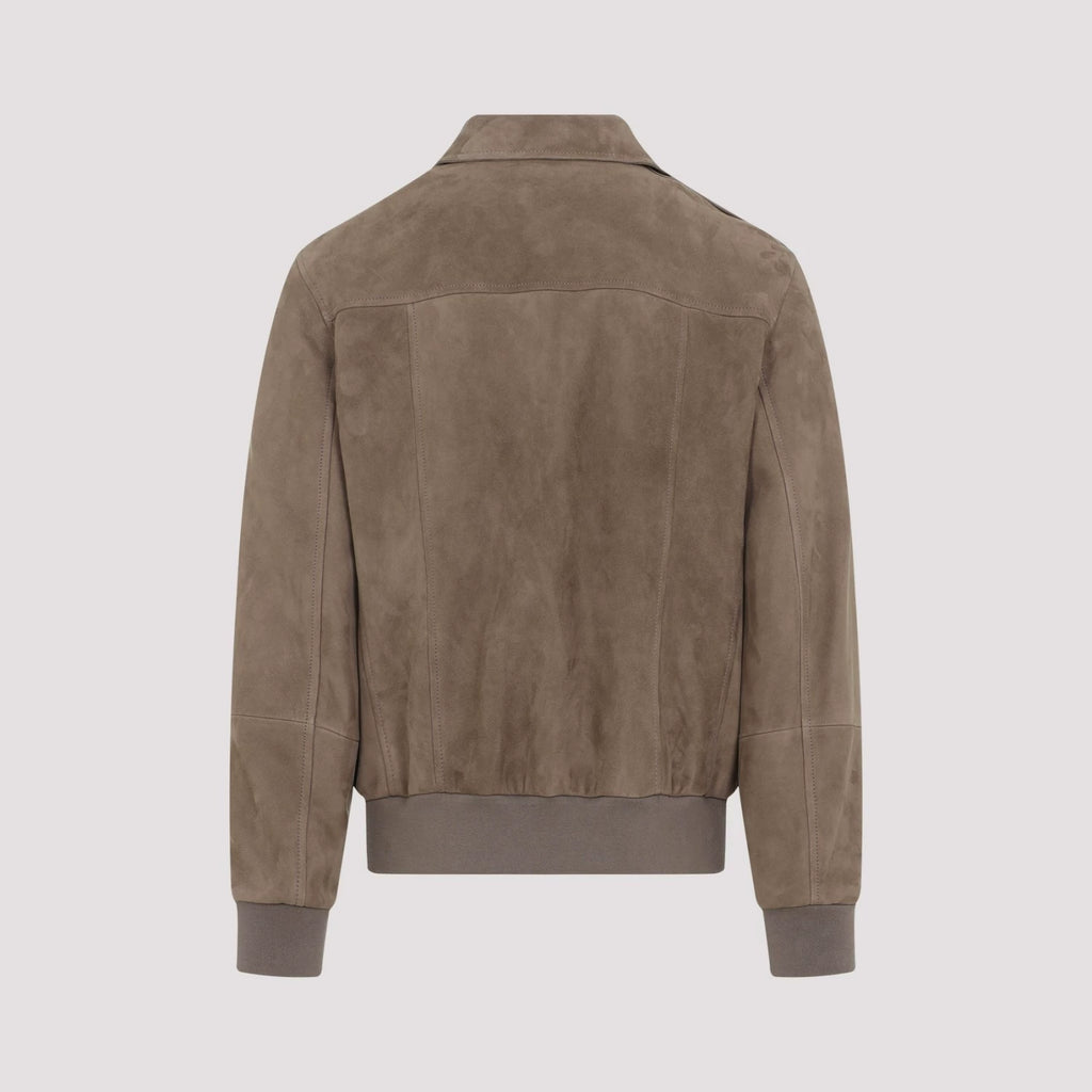 Brunello Cucinelli Men's Leather Jacket in Brown