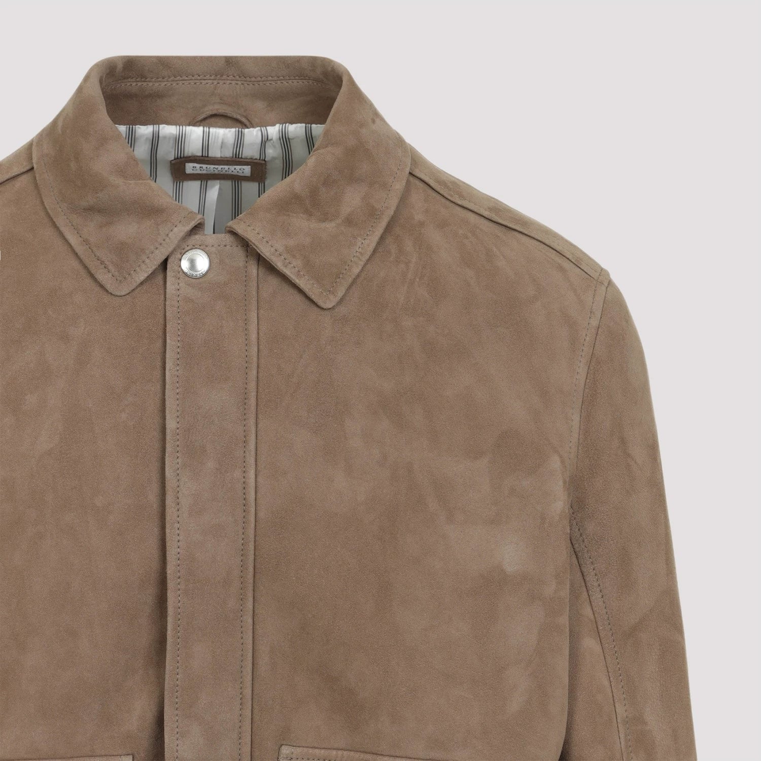 Brunello Cucinelli Men's Leather Jacket in Brown