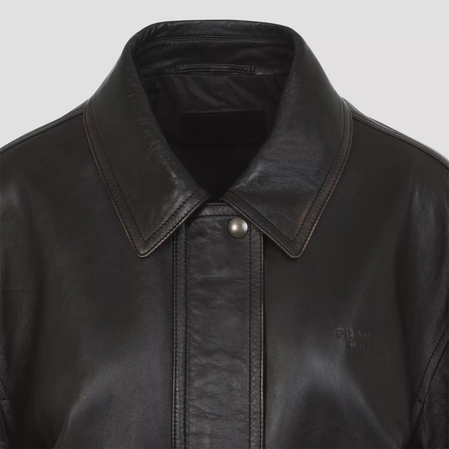 Prada Women's Leather Jacket in Brown