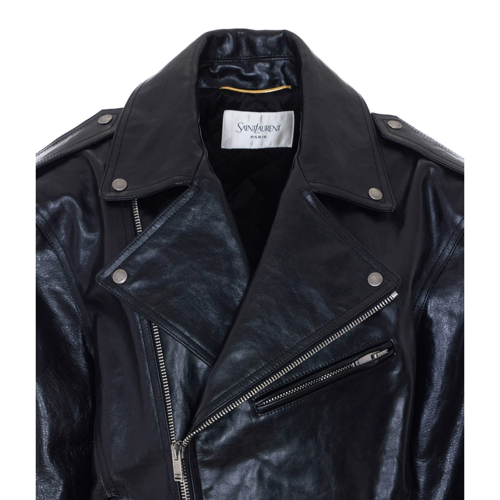 Saint Laurent Women's YSL Leather Jacket in Black