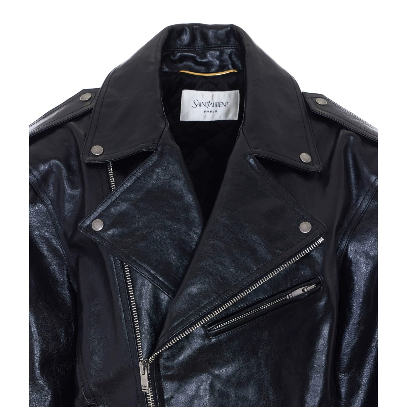 Saint Laurent Women's YSL Leather Jacket in Black