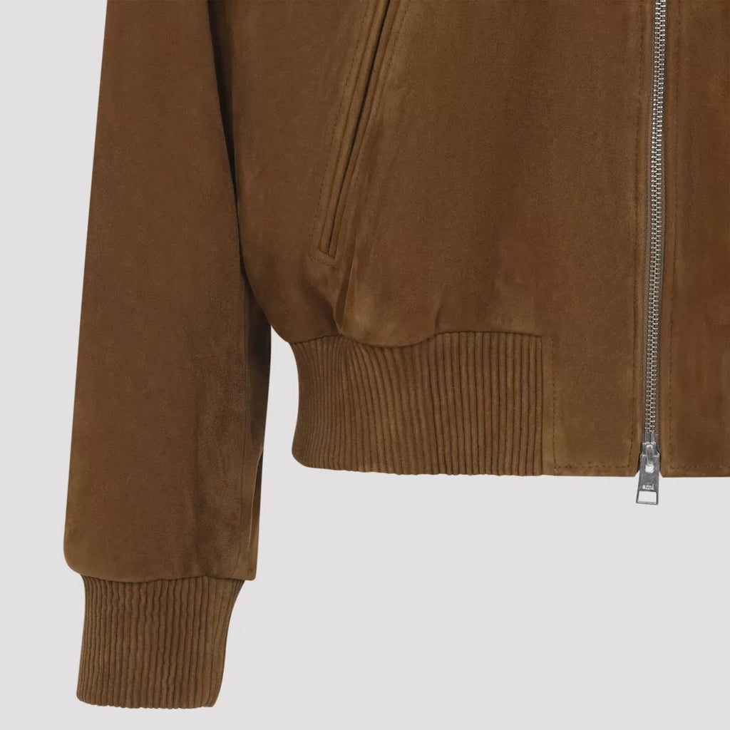 Ami Alexandre Mattiussi Men's Ami Paris Leather Jacket in Brown