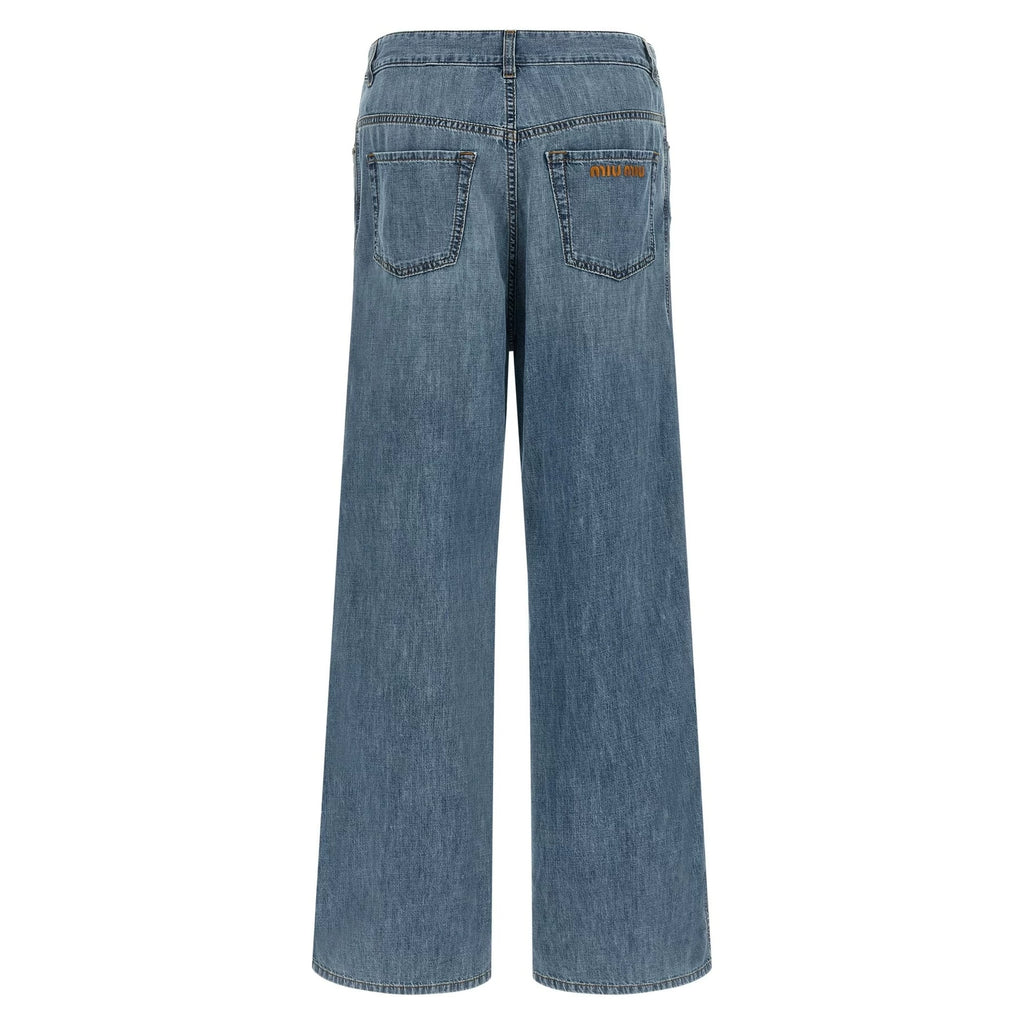 Miu Miu Women's Logo Jeans in Blue