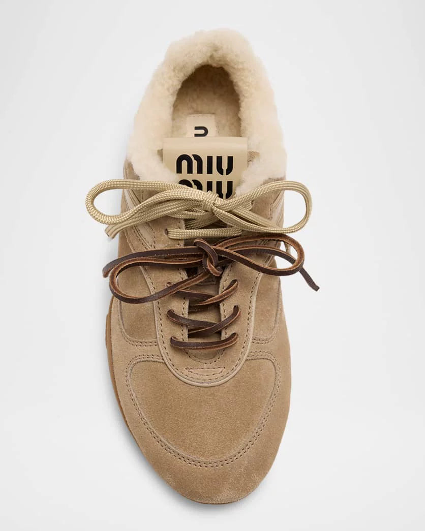 Miu Miu Women's Gymnasium Sneakers in Beige