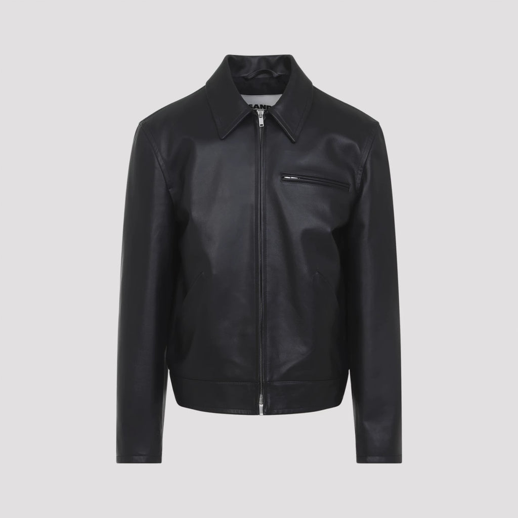 Jil Sander Men's Leather Jacket in Black