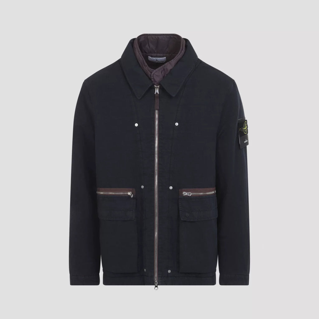 STONE ISLAND Men's Lined Collar Zip Jacket in Blue