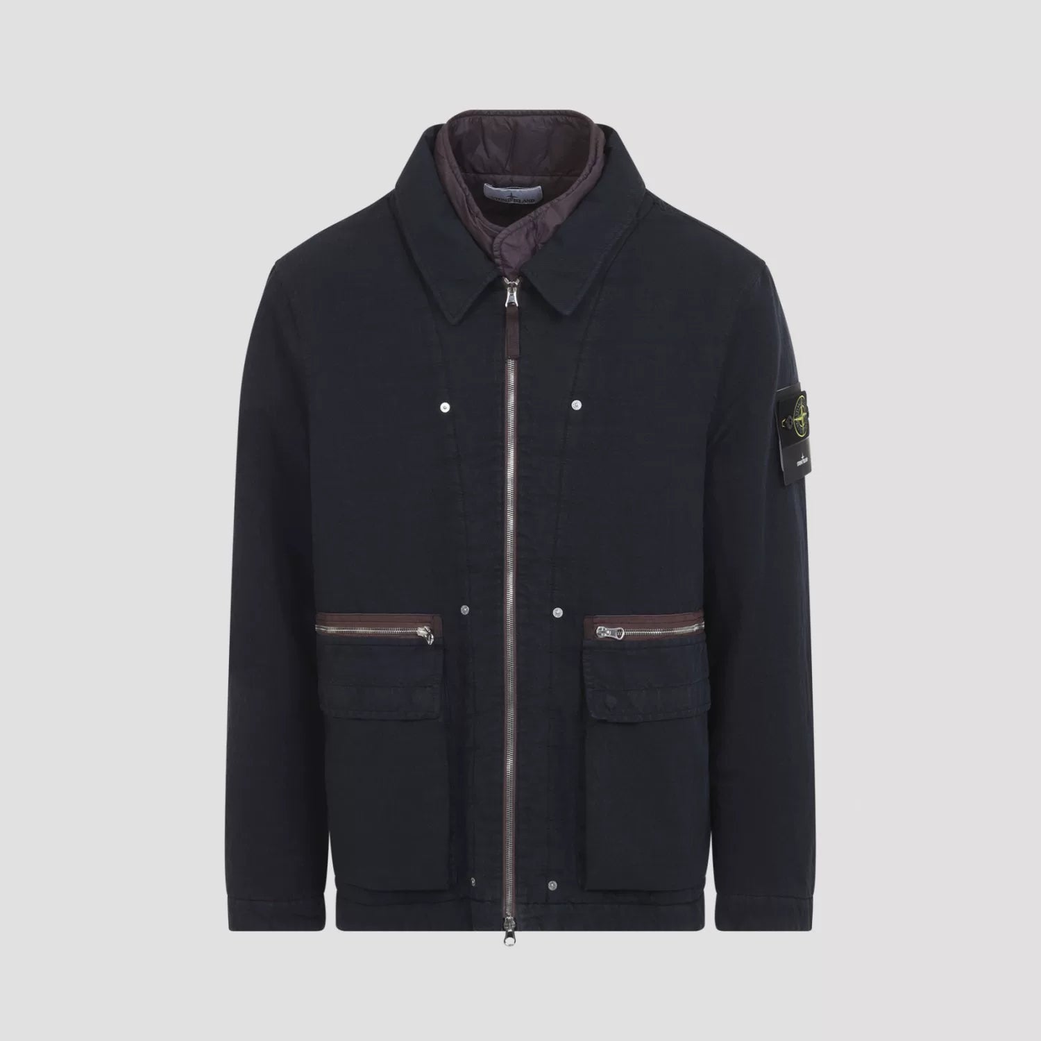 STONE ISLAND Men's Lined Collar Zip Jacket in Blue