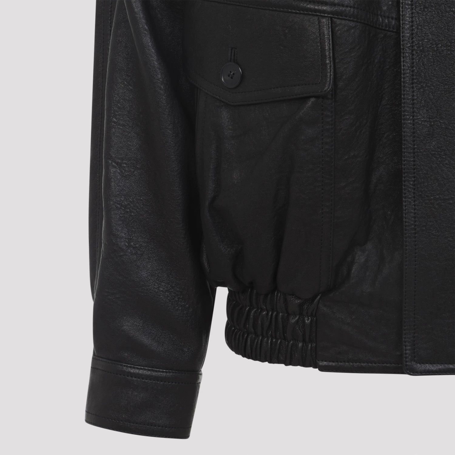 Saint Laurent Men's YSL Leather Jacket in Black