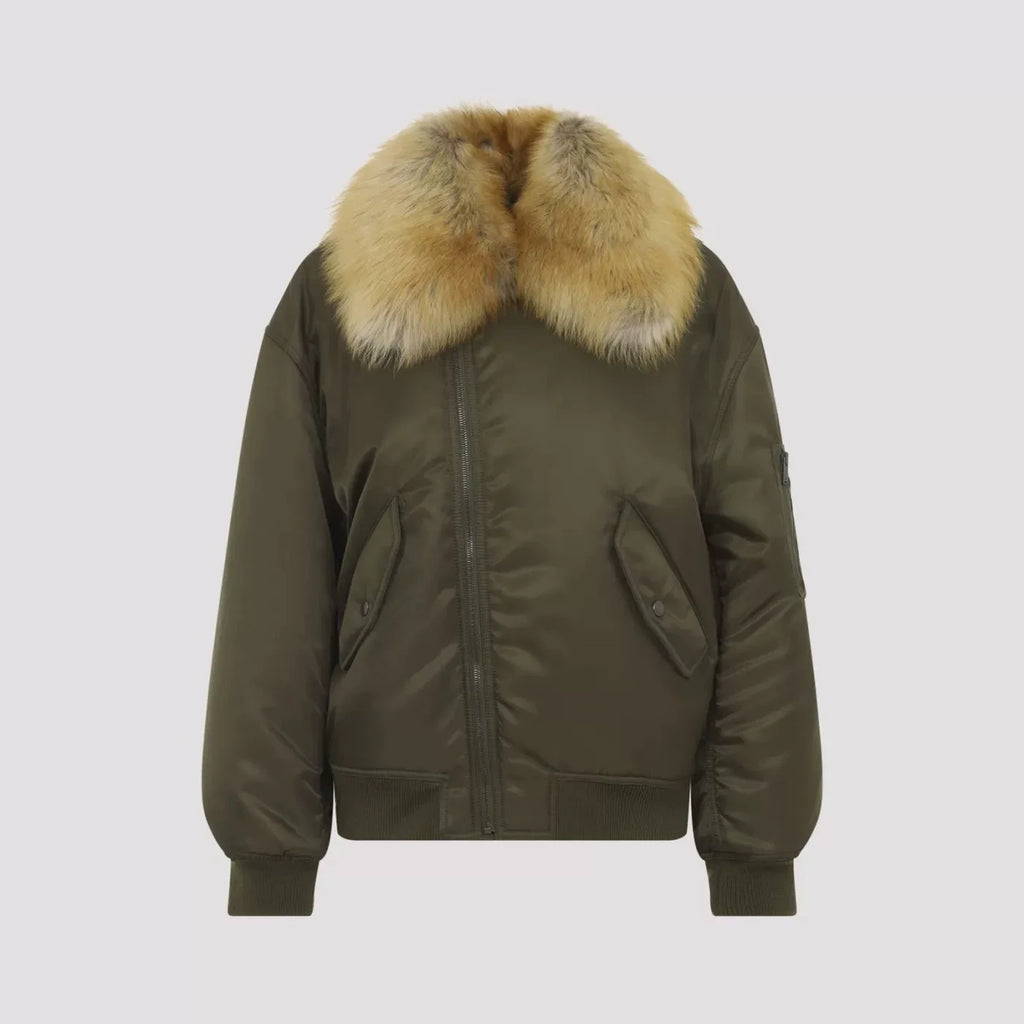 Saint Laurent Women's YSL Coat in Green
