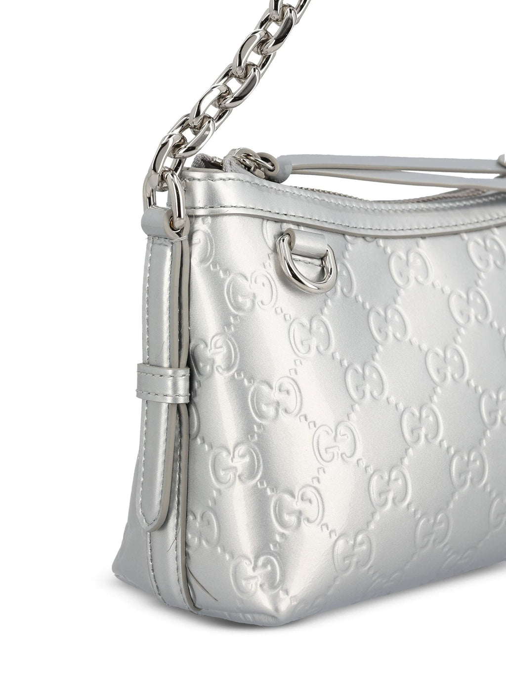 Gucci Women's Emblem Small Shoulder Bag in Silver