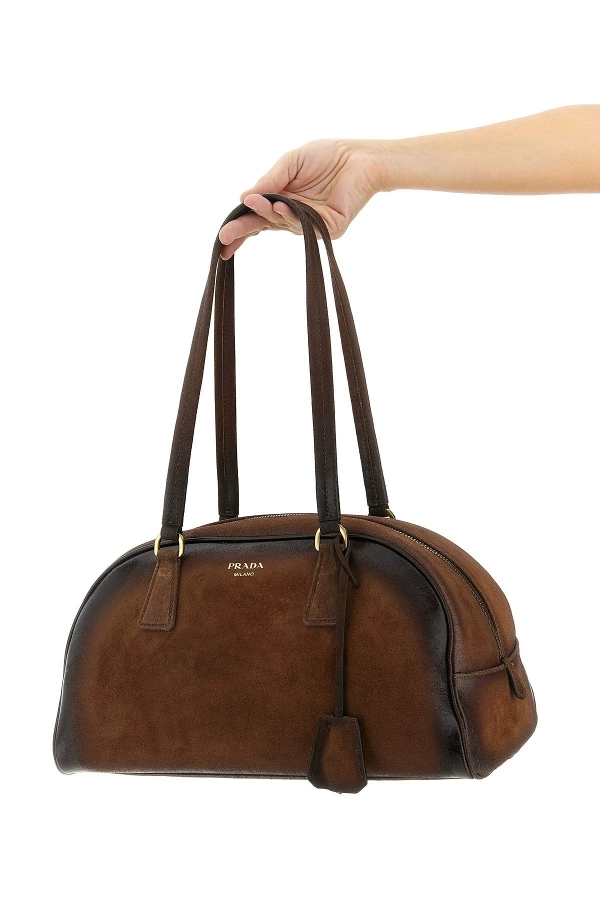 Prada Women's Bowling Shoulder Bag in Brown