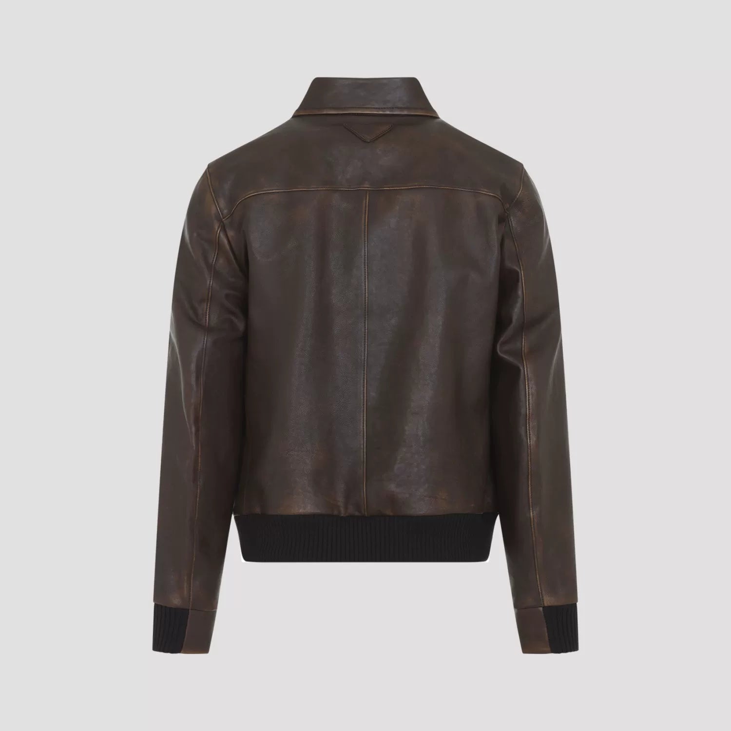 Prada Men's Leather Jacket in Brown