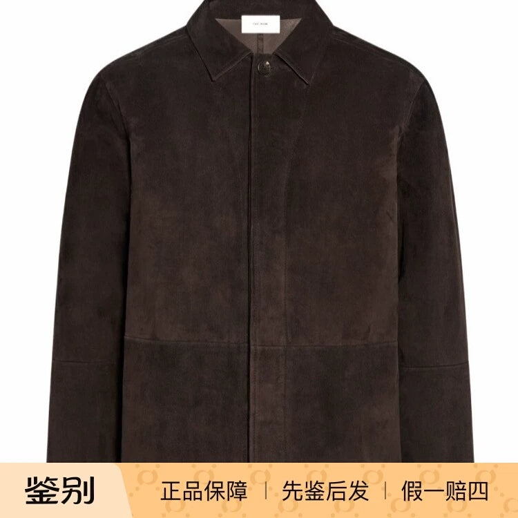 The Row Men's Ulrich Leather Jacket in Brown