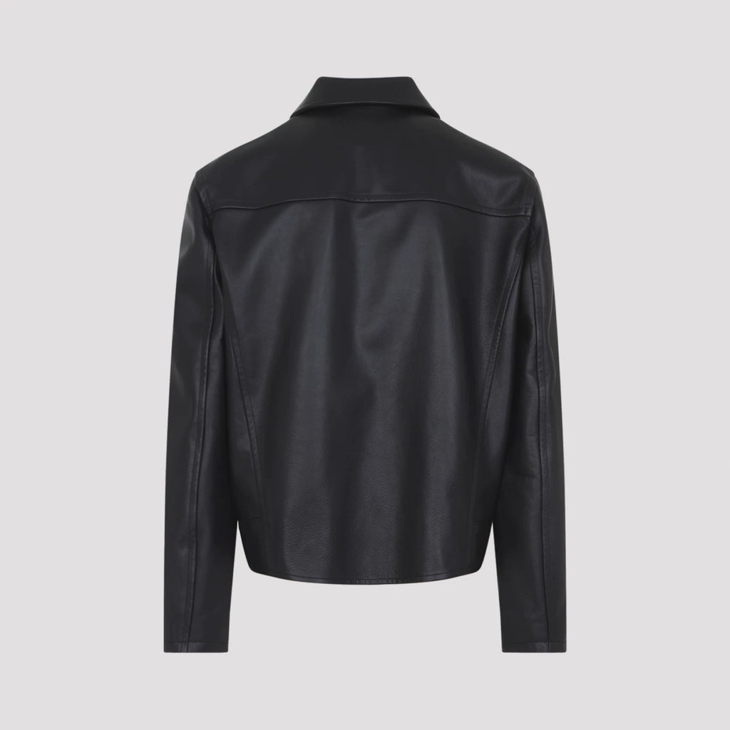Jil Sander Men's Leather Jacket in Black
