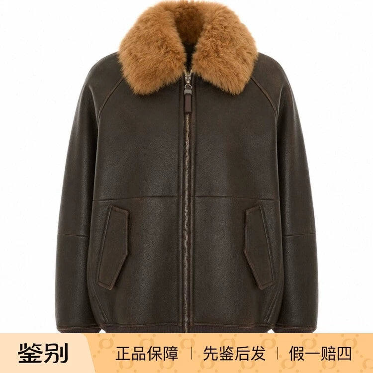 Brunello Cucinelli Women's Leather Jacket in Brown