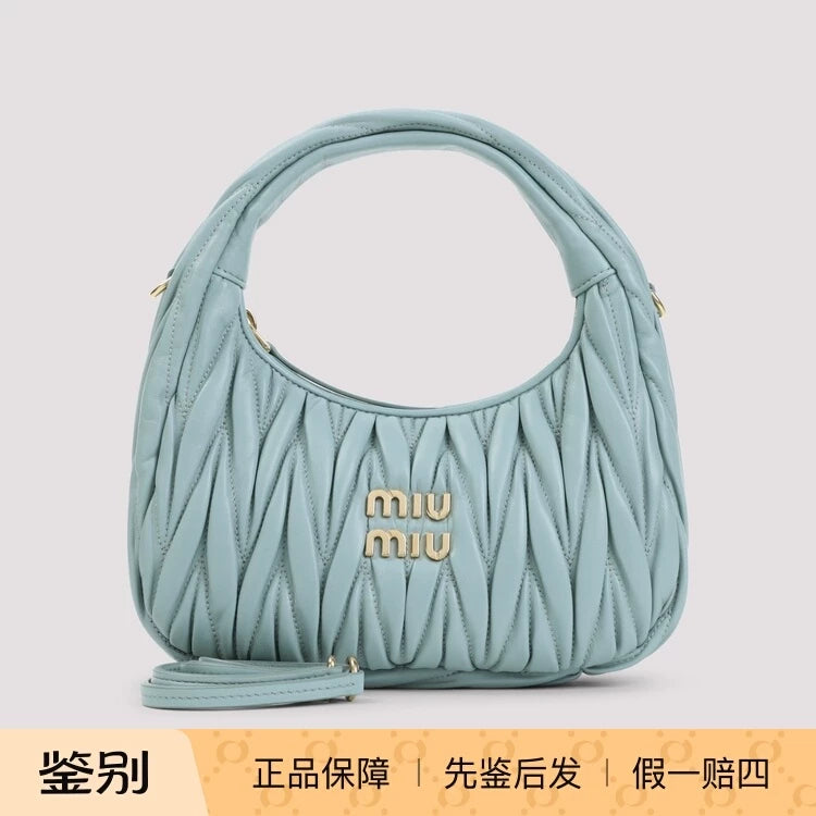 Miu Miu Women's Wander Hobo Small Handbag in Blue