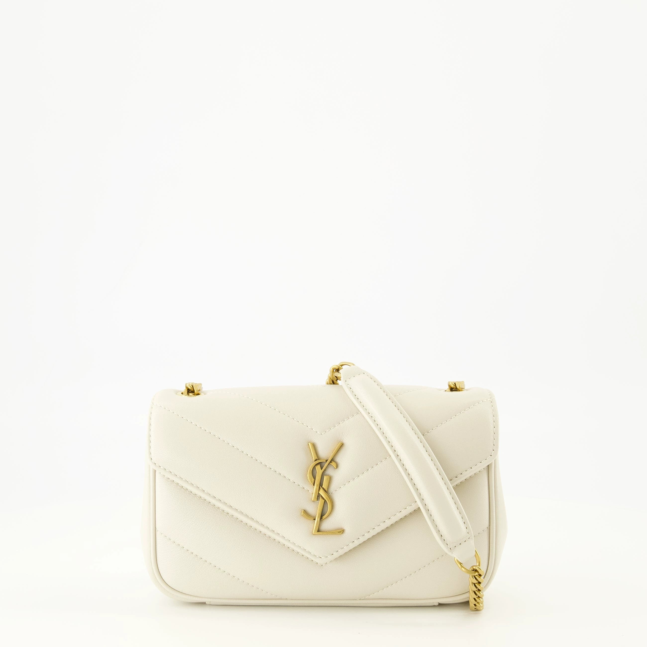 Saint Laurent Women's YSL Loulou Mini Bag in White