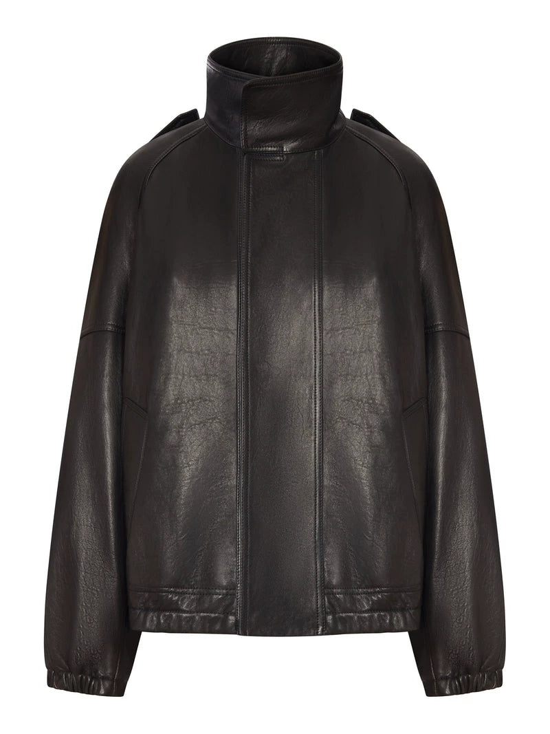 Saint Laurent Women's YSL Leather Jacket in Black