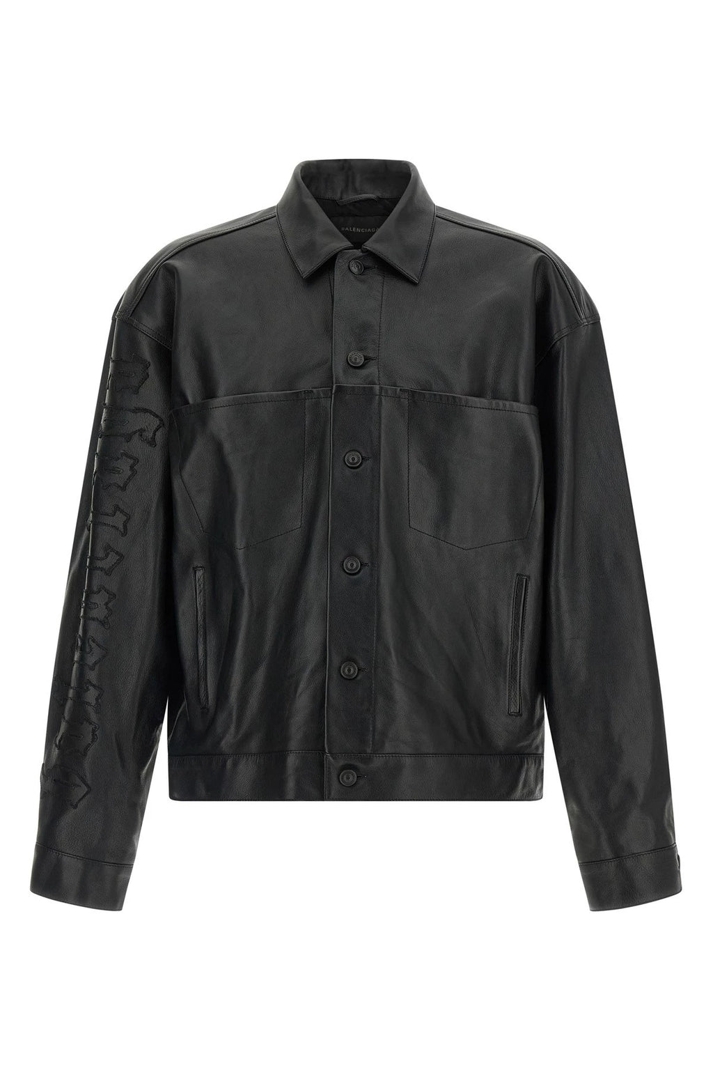 Balenciaga Men's Leather Jacket in Black