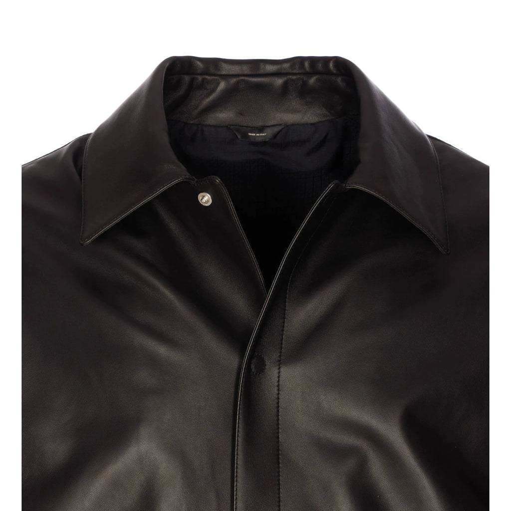 Fendi Men's Maxi Logo Leather Jacket in Black