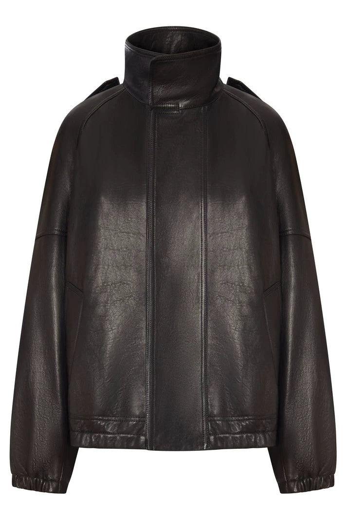 Saint Laurent Women's YSL Leather Jacket in Black
