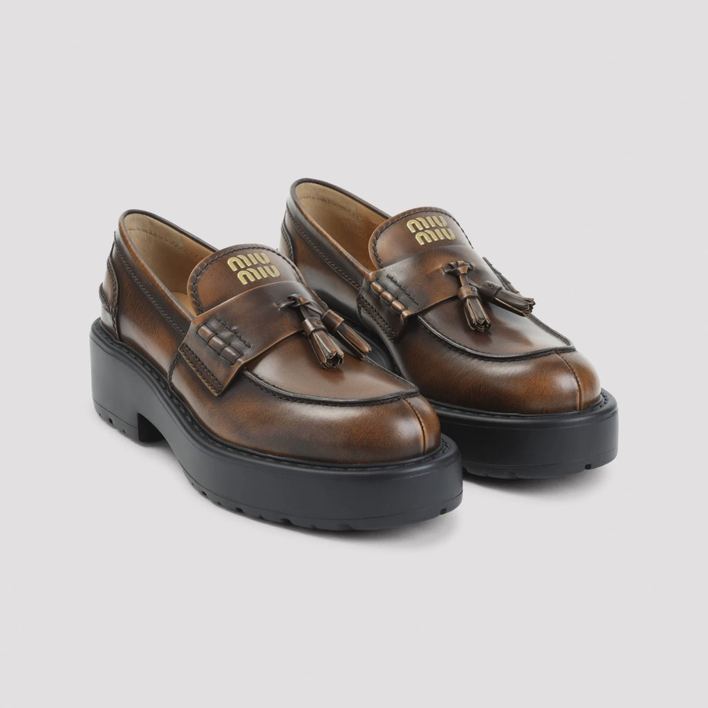 Miu Miu Women's Loafers in Brown
