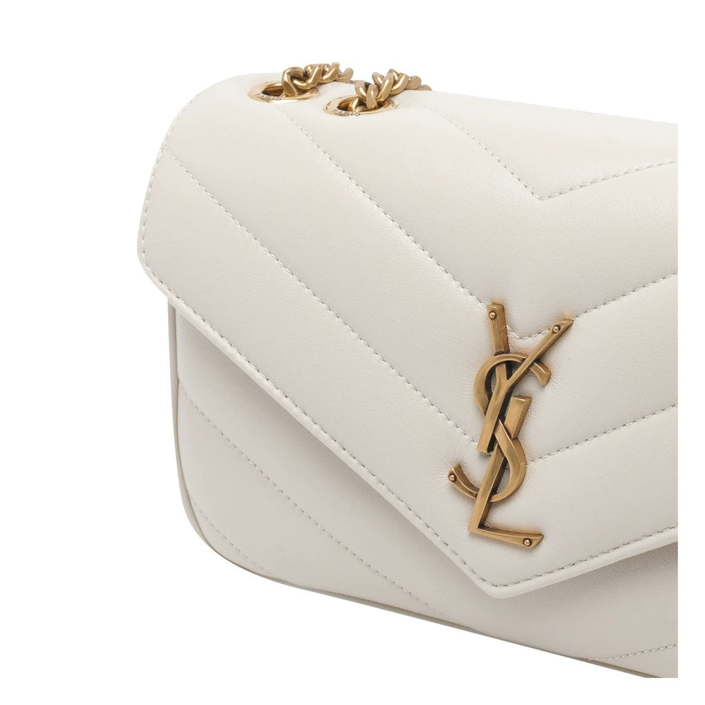 Saint Laurent YSL Loulou Small Shoulder Bag in White