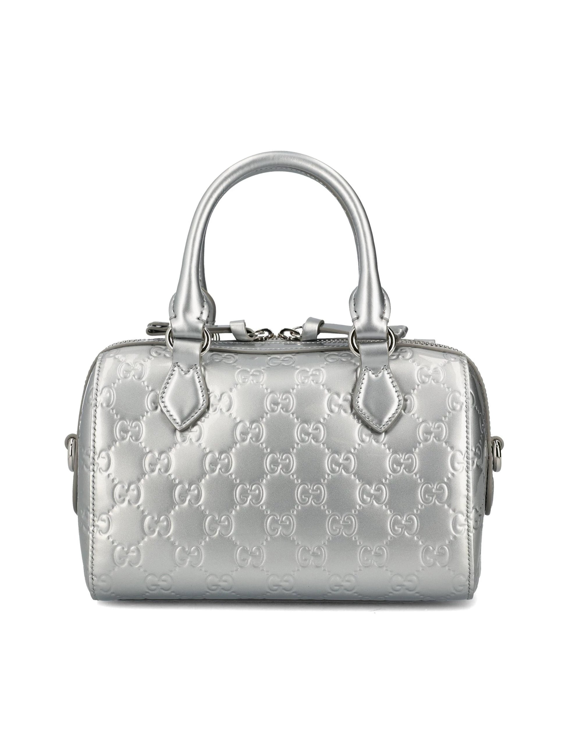 Gucci Women's Emblem Small Shoulder Bag in Silver