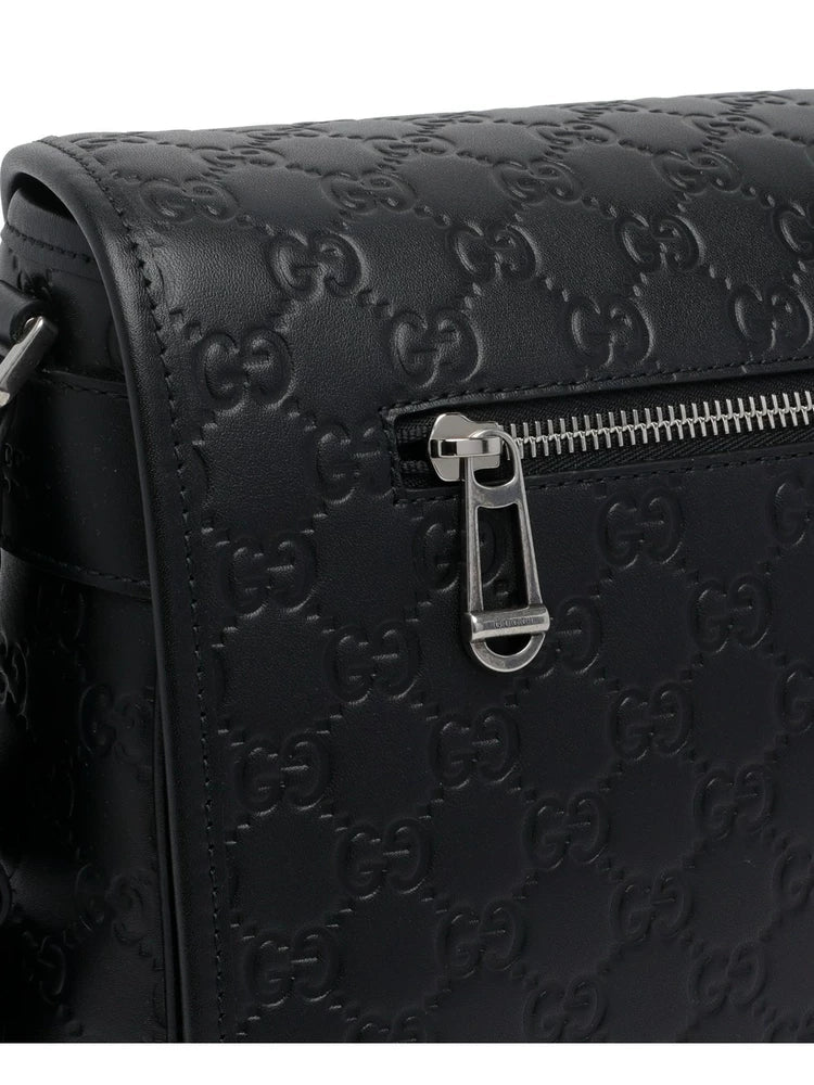 Gucci Men's Emblem Logo Bag in Black