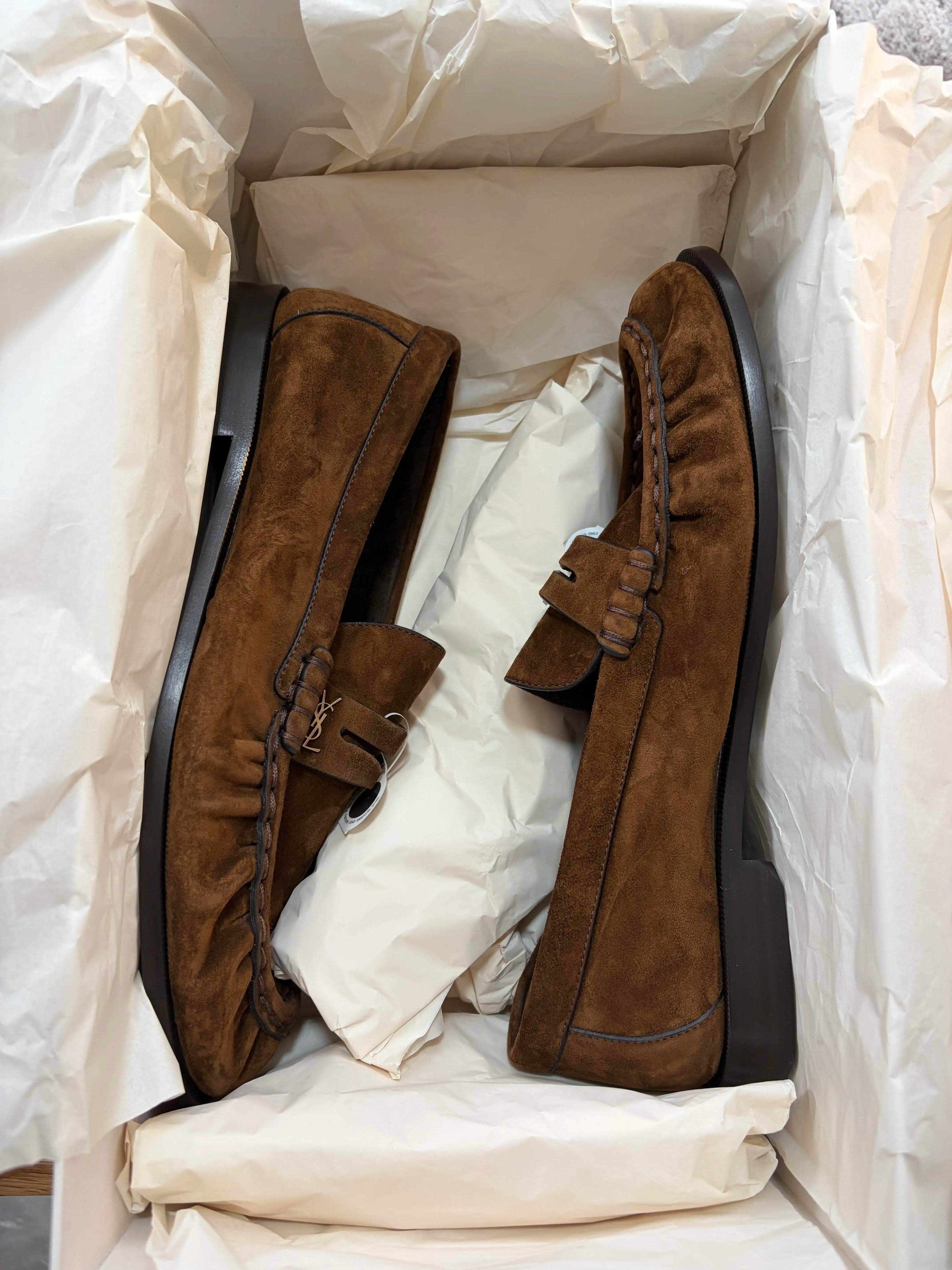 Saint Laurent Men's Le Loafers YSL Loafers in Brown