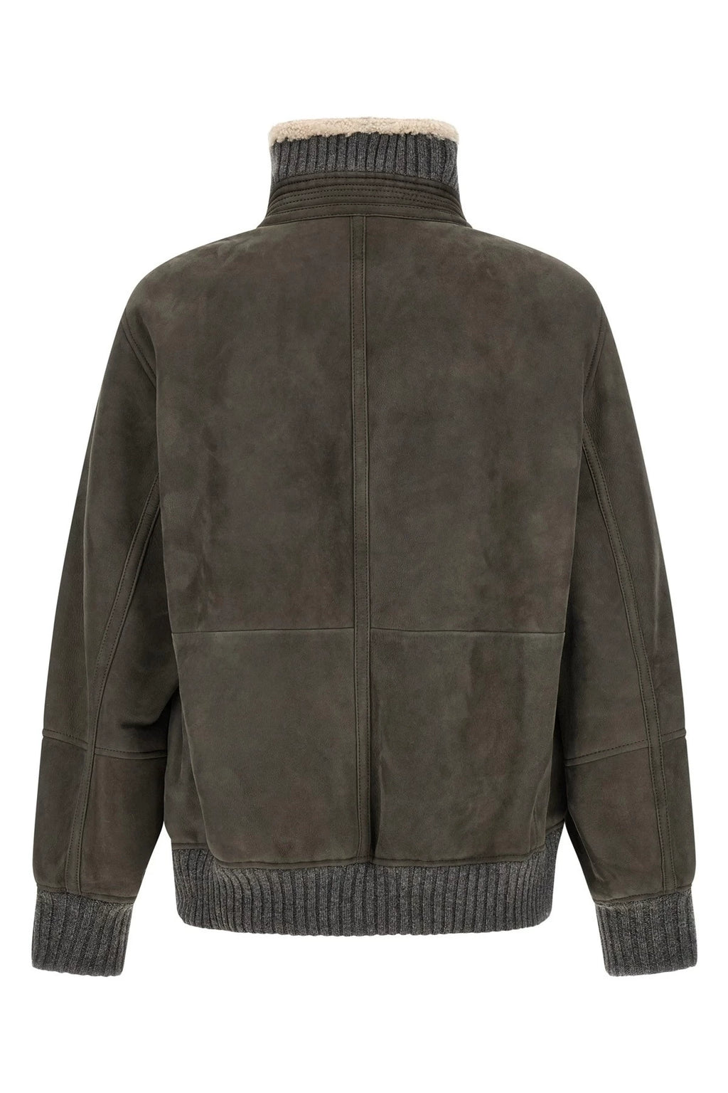 Brunello Cucinelli Men's Leather Jacket in Grey