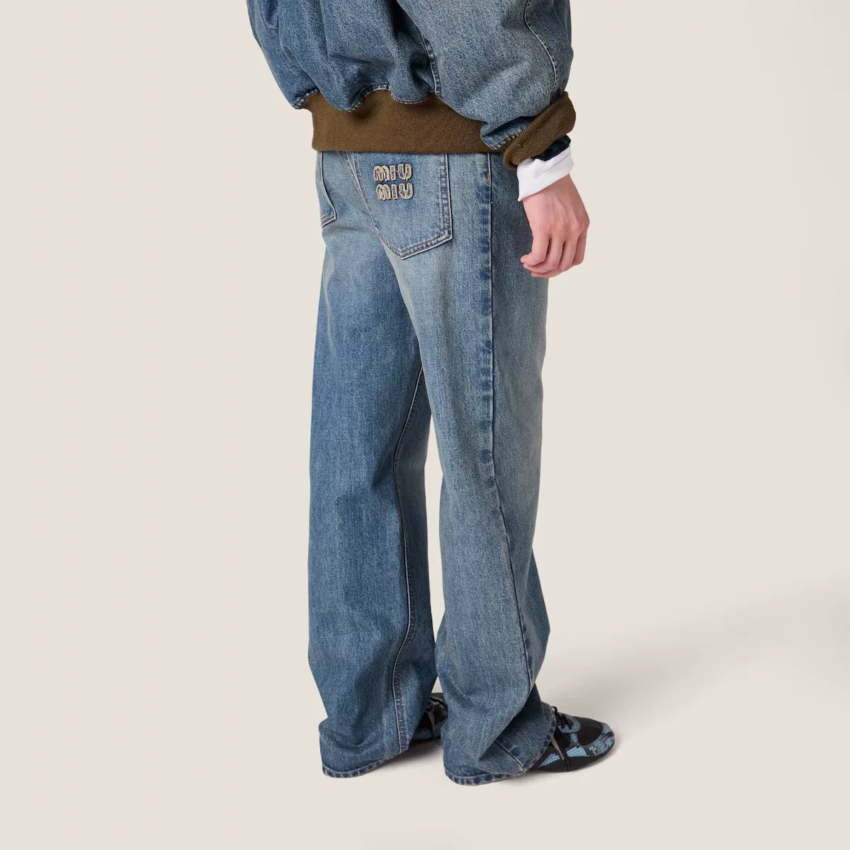 Miu Miu Women's Logo Jeans in Blue