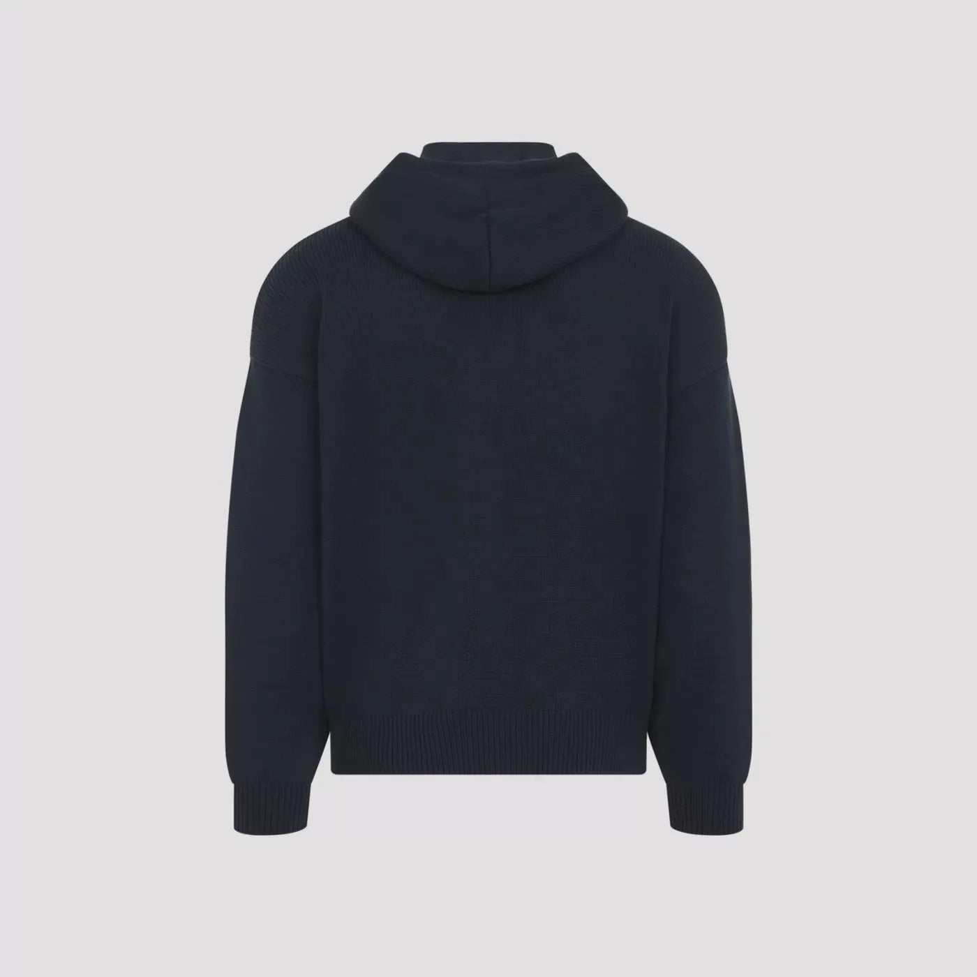 CELINE Men's Knit Cotton Nylon Hoodie in Blue