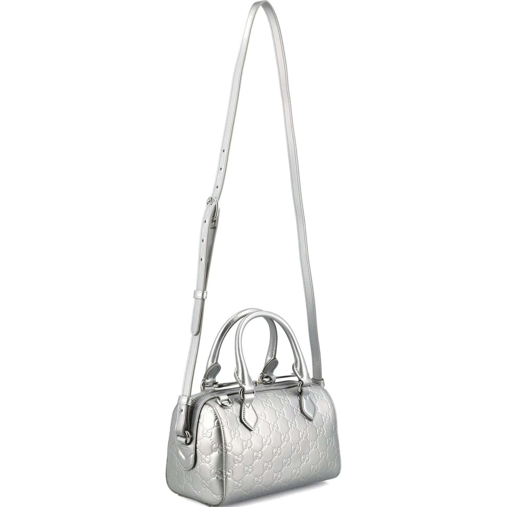 Gucci Women's Emblem Small Shoulder Bag in Silver