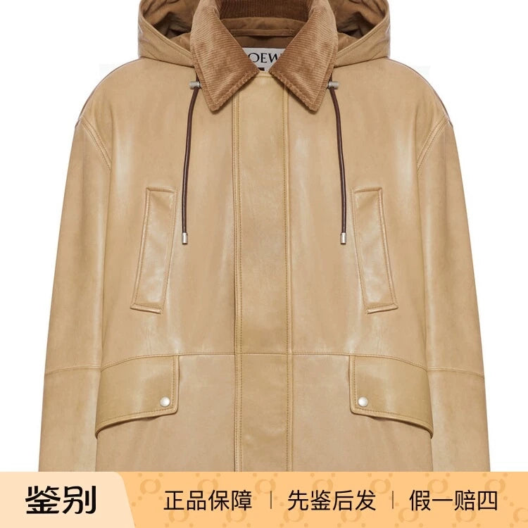 Loewe Men's Leather Jacket in Camel