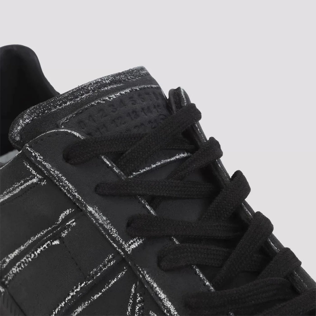 MAISON MARGIELA Men's Replica Leather Sneakers in Black