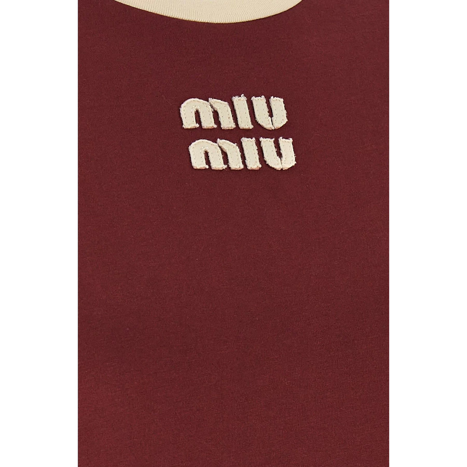 Miu Miu Women's Logo T-Shirt in Burgundy
