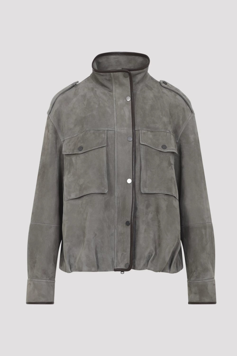 Brunello Cucinelli Women's Leather Jacket in Grey