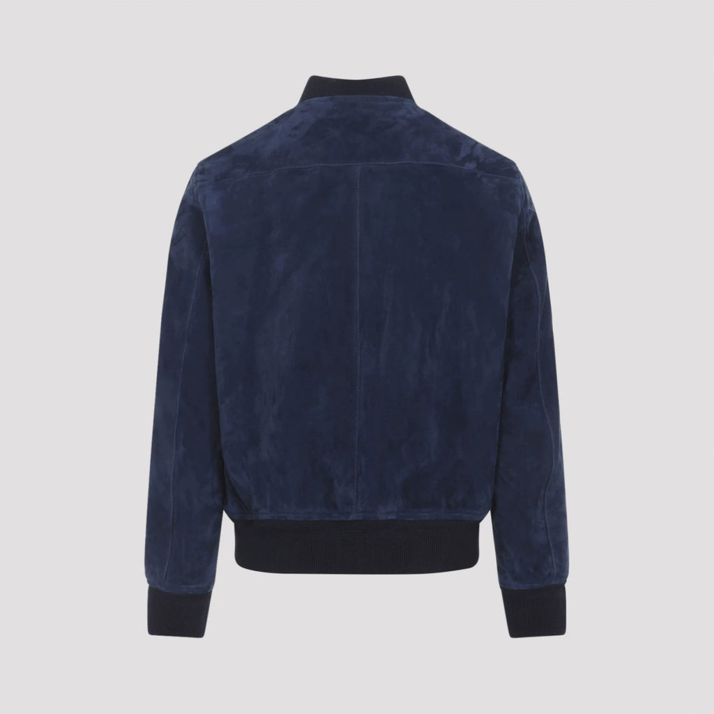 Tom Ford Men's Leather Jacket in Blue