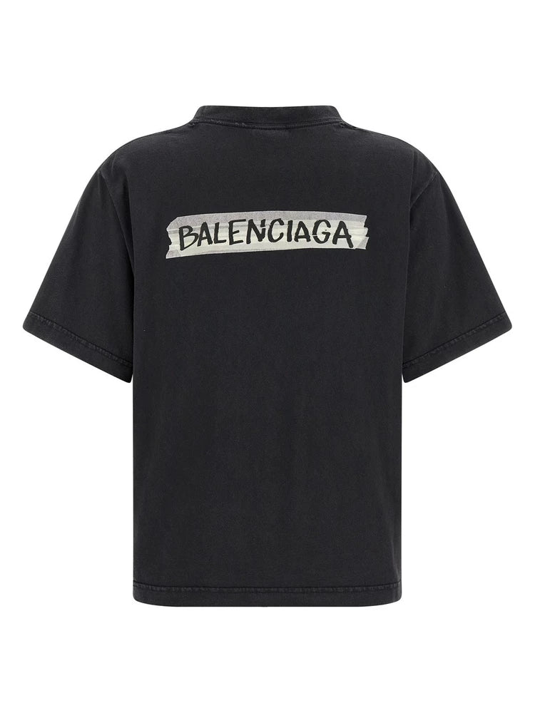 Balenciaga Women's Logo T-Shirt in Black
