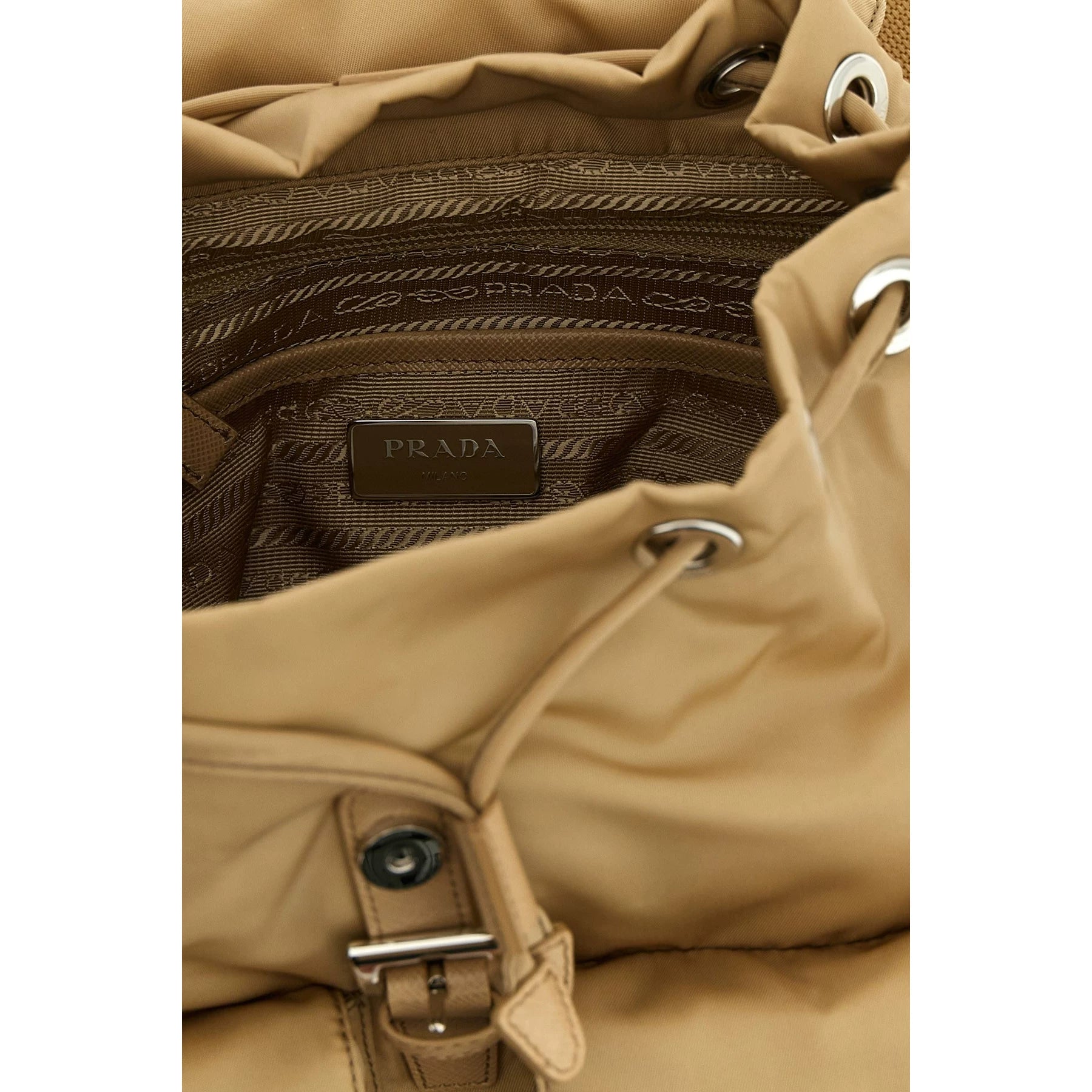 Prada Women's Small Backpack in Beige