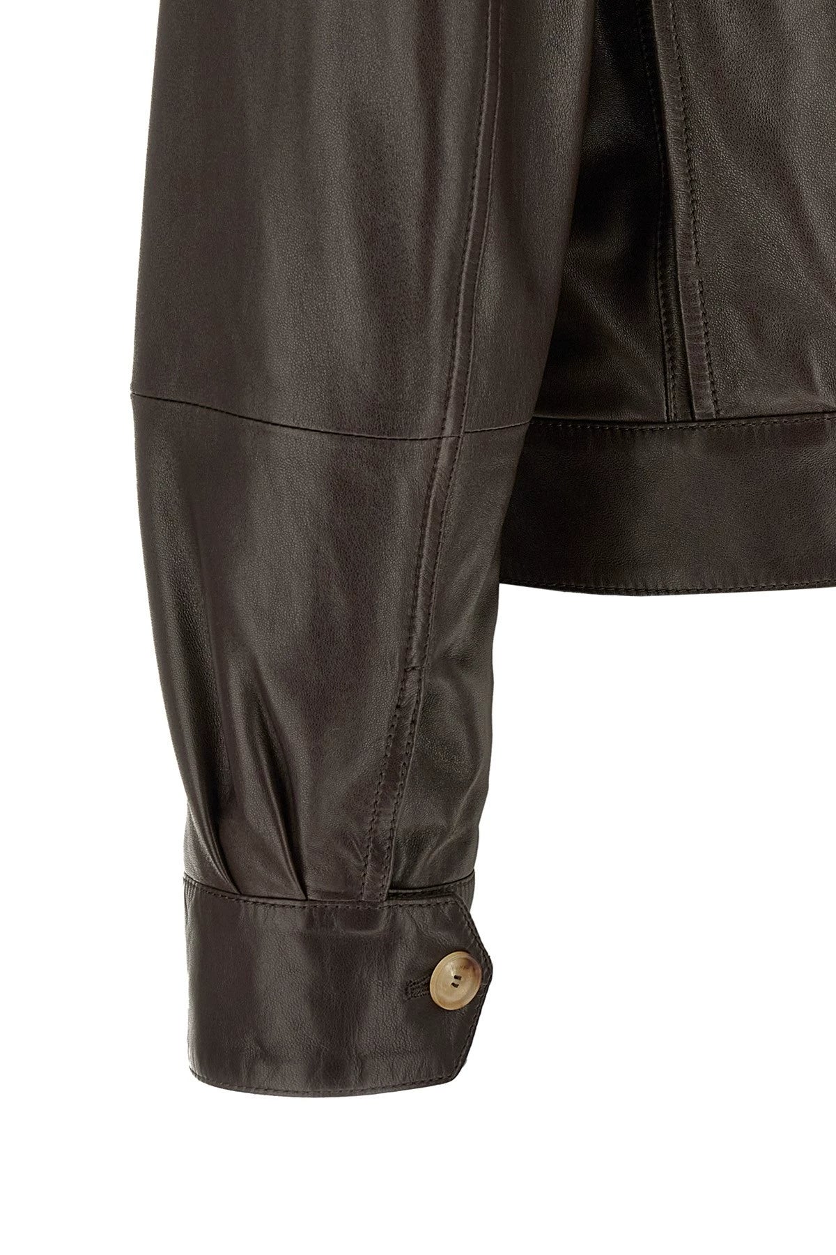 Brunello Cucinelli Men's Leather Jacket in Brown