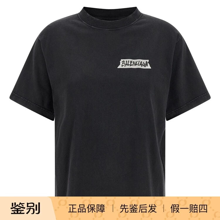 Balenciaga Women's Logo T-Shirt in Black