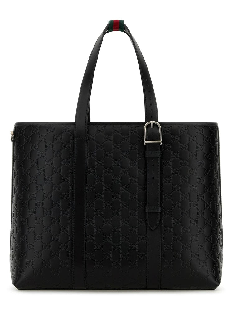 Gucci Men's Emblem Large Bag in Black