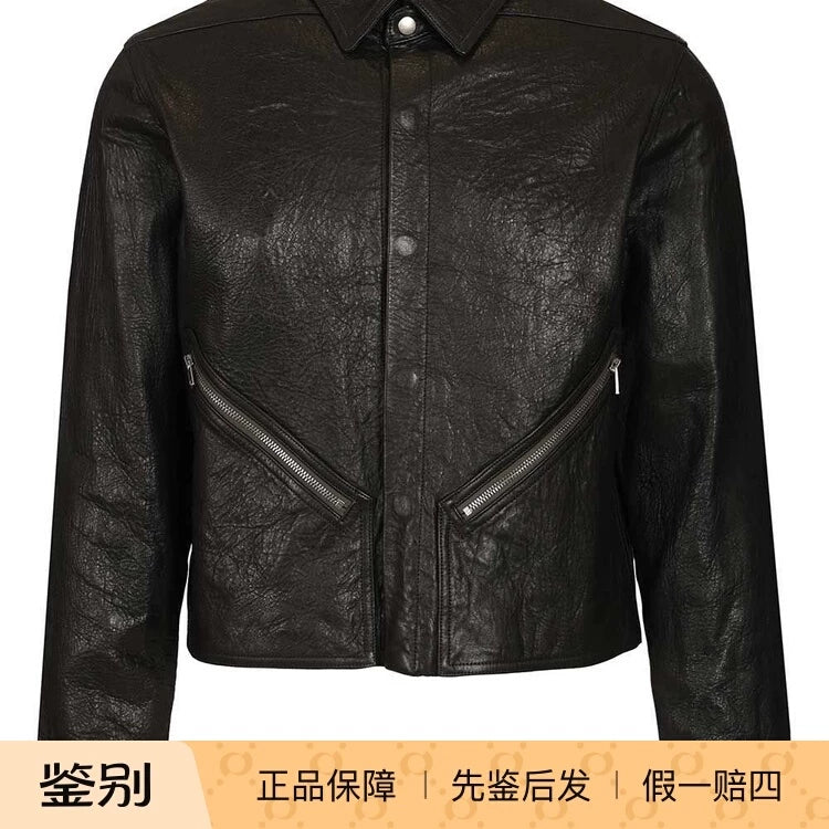 Rickowens Men's Rick Owens Leather Jacket in Black