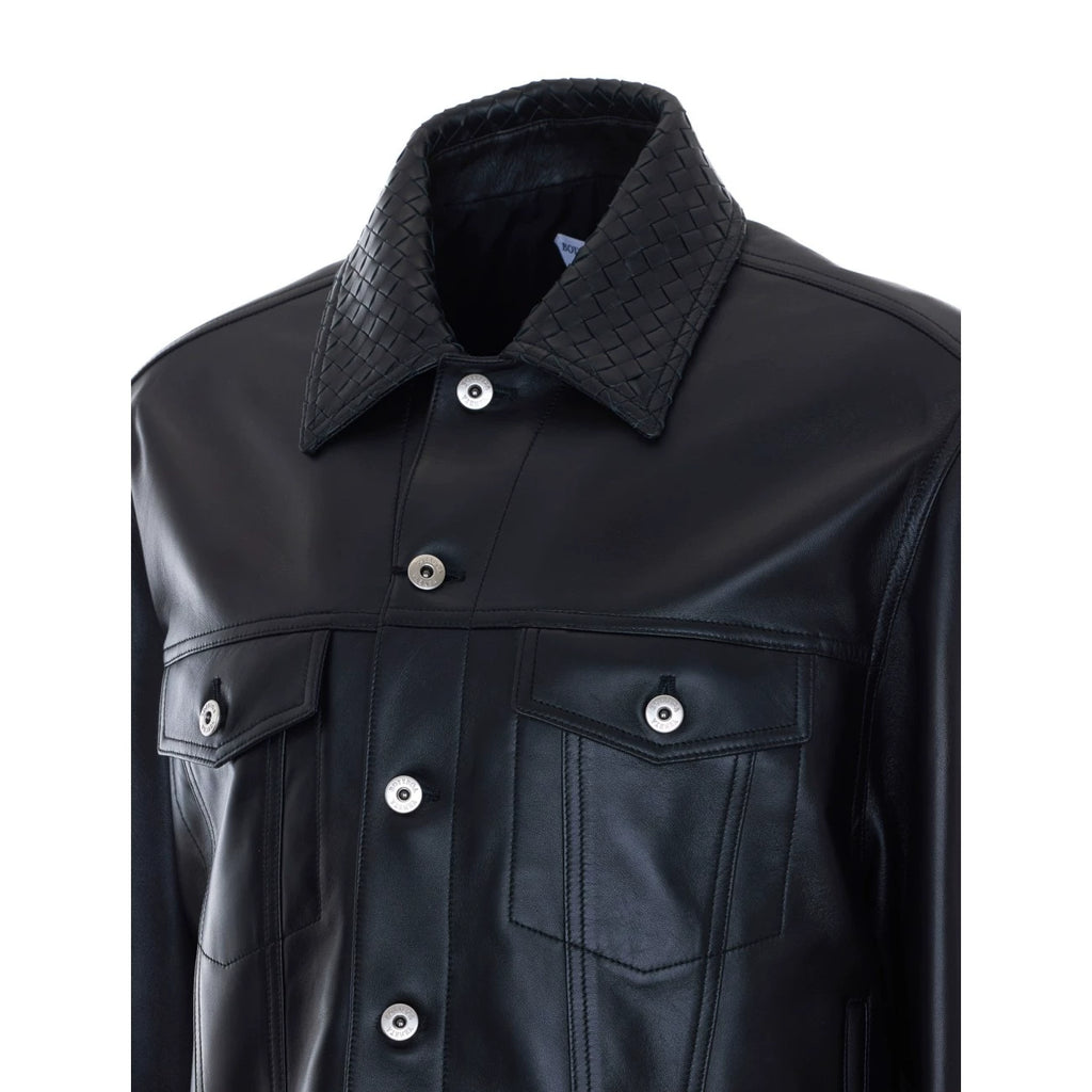 Bottega Veneta Men's Leather Jacket in Black